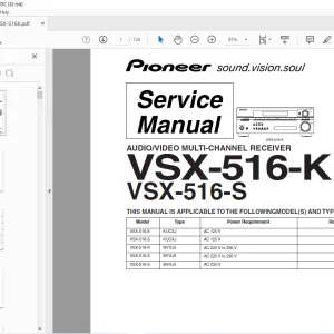 Pioneer VSX-516-K VSX-516-S AUDIO/VIDEO MULTI-CHANNEL RECEIVER SERVICE MANUAL - PDF