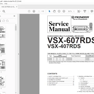 Pioneer VSX-607RDS VSX-407RDS AUDIO/VIDEO MULTI-CHANNEL RECEIVER SERVICE MANUAL - PDF