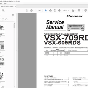 Pioneer VSX-709RDS VSX-609RDS AUDIO/VIDEO MULTI-CHANNEL RECEIVER Service Manual - PDF