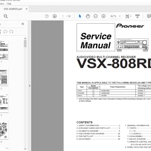 Pioneer VSX-808RDS AUDIO/VIDEO MULTI-CHANNEL RECEIVER SERVICE MANUAL - PDF
