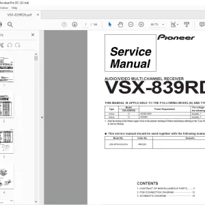 Pioneer VSX-839RDS AUDIO/VIDEO MULTI-CHANNEL RECEIVER SERVICE MANUAL - PDF