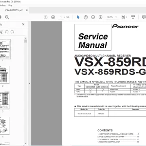 Pioneer VSX-859RDS VSX-859RDS-G AUDIO/VIDEO MULTI-CHANNEL RECEIVER SERVICE MANUAL -PDF