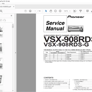 Pioneer VSX-908RDS VSX-908RDS-G AUDIO/VIDEO MULTI-CHANNEL RECEIVER SERVICE MANUAL -PDF