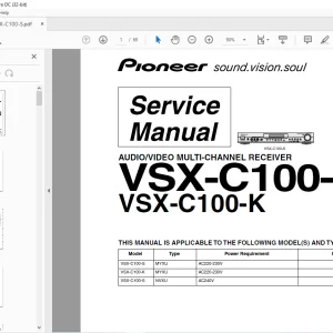 Pioneer VSX-C100-S VSX-C100-K AUDIO/VIDEO MULTI-CHANNEL RECEIVER SERVICE MANUAL - PDF