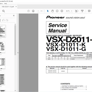 Pioneer VSX-D2011-G VSX-D1011-K VSX-D1011-G MULTI-CHANNEL RECEIVER Service Manual - PDF