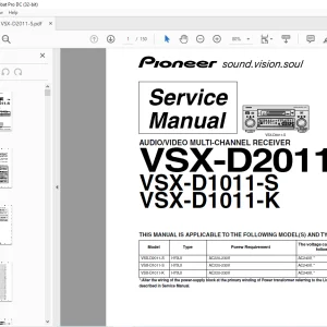 Pioneer VSX-D2011-S VSX-D1011-S VSX-D1011-K  MULTI-CHANNEL RECEIVER Service Manual - PDF