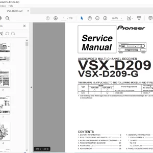 Pioneer VSX-D209 VSX-D209-G AUDIO/VIDEO MULTI-CHANNEL RECEIVER SERVICE MANUAL -PDF