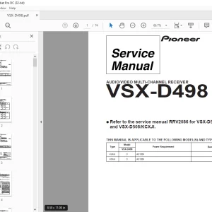 Pioneer VSX-D498 AUDIO/VIDEO MULTI-CHANNEL RECEIVER SERVICE MANUAL - PDF
