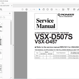 Pioneer VSX-D507S VSX-D457 AUDIO/VIDEO MULTI-CHANNEL RECEIVER SERVICE MANUAL - PDF