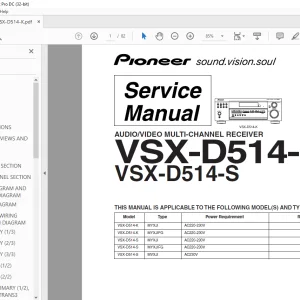 Pioneer VSX-D514-K VSX-D514-S MULTI-CHANNEL RECEIVER Service Manual - PDF