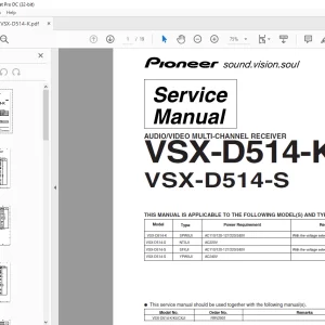 Pioneer VSX-D514-K VSX-D514-S AUDIO/VIDEO MULTI-CHANNEL RECEIVER Service Manual - PDF