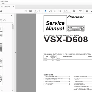 Pioneer VSX-D608 AUDIO/VIDEO MULTI-CHANNEL RECEIVER SERVICE MANUAL - PDF