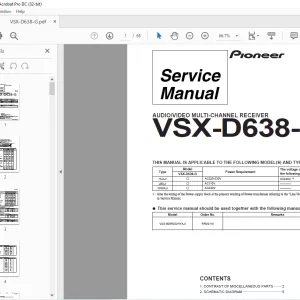 Pioneer VSX-D638-G AUDIO/VIDEO MULTI-CHANNEL RECEIVER Service Manual - PDF