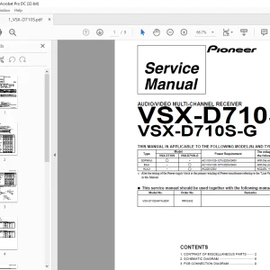 Pioneer VSX-D710S VSX-D710S-G MULTI-CHANNEL RECEIVER Service Manual - PDF