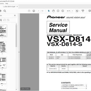 Pioneer VSX-D814-K/S A/V Receiver Service Repair Manual PDF