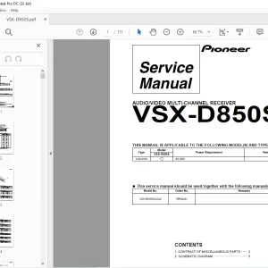Pioneer VSX-D850S AUDIO/VIDEO MULTI-CHANNEL RECEIVER Service Manual - PDF