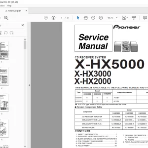 Pioneer X-HX5000 X-HX3000  X-HX2000 CD RECEIVER SYSTEM Service Manual - PDF