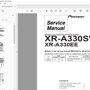 Pioneer XR-A330SW XR-A330EE STEREO CD CASSETTE DECK RECEIVER Service Manual - PDF