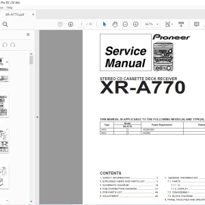 Pioneer XR-A770 STEREO CD CASSETTE DECK RECEIVER Service Manual - PDF