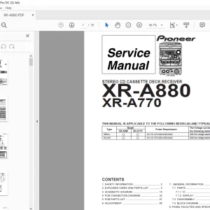 Pioneer XR-A880 XR-A770 STEREO CD CASSETTE DECK RECEIVER Service Manual - PDF