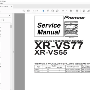 Pioneer XR-VS77 XR-VS55 STEREO CD CASSETTE DECK RECEIVER Service Manual - PDF