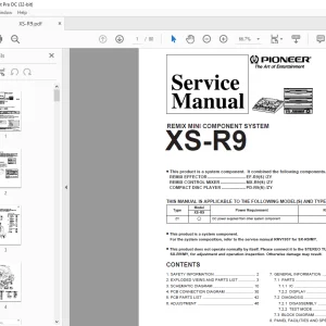 Pioneer XS-R9 Mini Component System Repair Manual PDF Download