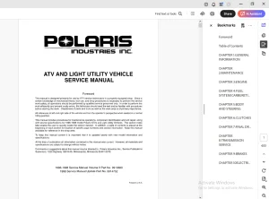 Polaris 1996-1998 ATV AND LIGHT UTILITY VEHICLE SERVICE MANUAL - PDF