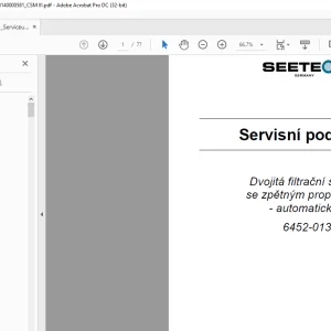Seetech 6452-013 Dvojitá filtrační stanice se zpětným proplachem automatická Servisní Manuál