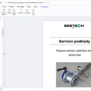 Seetech 30003-000 Pojistné zařízení zpětného toku Servisní podklady  Návod k použití PDF