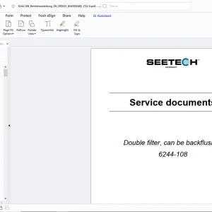 Seetech 6244-108 Double filter, can be back flushed Service documents Operating Manual PDF