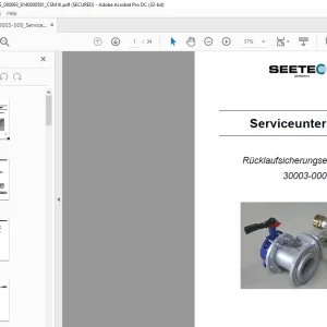 Seetech Rücklaufsicherungseinrichtung 30003-000 Servicehandbuch - PDF DOWNLOAD