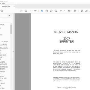 Sprinter 2003 VA Service Manual  - PDF DOWNLOAD