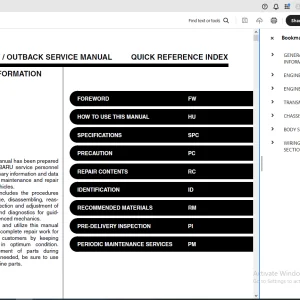 Subaru 2019 LEGACY OUTBACK SERVICE MANUAL G2550BE1 - PDF