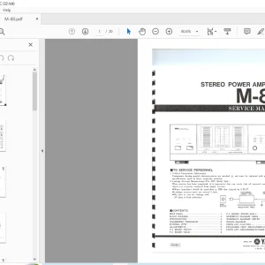 Yamaha M-80 Stereo Power Amplifier Service Manual - PDF DOWNLOAD