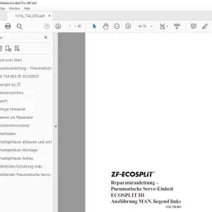 ZF-ECOSPLIT III Pneumatische Servo-Einheit Reparaturanleitung PDF