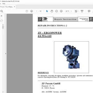 ZF ERGOPOWER 4/6 WG-110 REPAIR INSTRUCTION MANUAL PDF