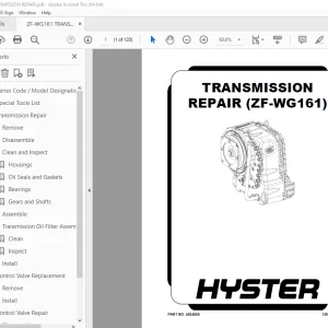 ZF Hyster WG161 Transmission Repair Manual - PDF DOWNLOAD