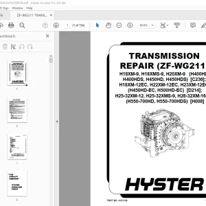 ZF Hyster WG211 Transmission Repair Manual - PDF DOWNLOAD
