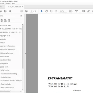 ZF-TRANSMATIC WSK 400 for 16S 151, 16S 221 WSK & 440 for 16S 251 Repair Manual 4130 751 103a PDF