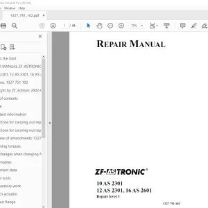 ZF-TRONIC 10 AS 2301 12 AS 2301, 16 AS 2601 Repair Manual 1327 751 102 PDF
