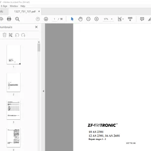 ZF-TRONIC 10AS 2301, 12AS 2301 & 16AS 2601 Repair Manual 1327 751 101 PDF