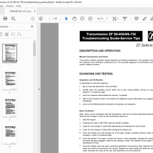 ZF Transmission S6-650/6S-750 Troubleshooting Guide-Service Manual PDF