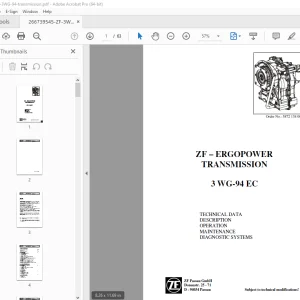 ZF–ERGOPOWER TRANSMISSION 3 WG-94 EC Operation & Maintenance Manual PDF