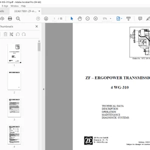 ZF–ERGOPOWER TRANSMISSION 4 WG-310 Operation & Maintenance Manual PDF