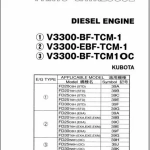 Kubota V3300-BF / V3300-EBF Diesel Engine Parts Catalogue Manual  PDF