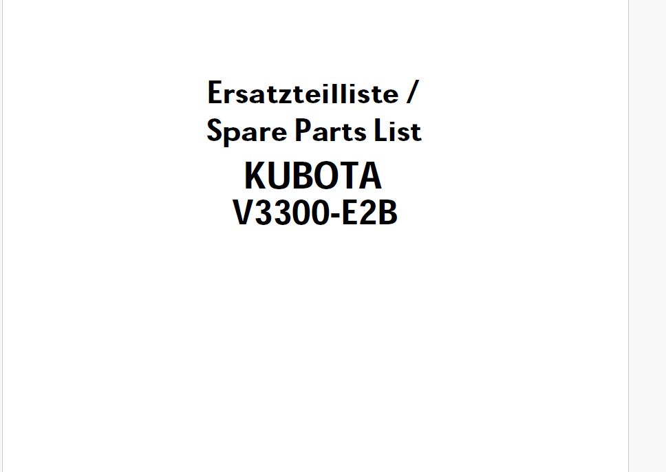 Kubota V3300-E2B Diesel Engine Parts Manual – PDF Download