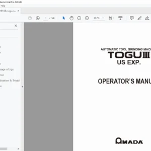 Amada TOGU-III US / EXP Automatic Tool Grinding Machine Operator’s Manual – PDF
