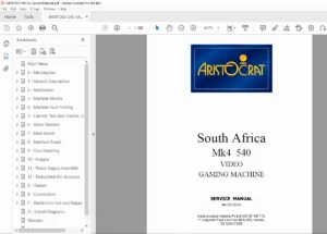 Aristocrat Mk4 540 South Africa Video Gaming Machine Service Manual - PDF