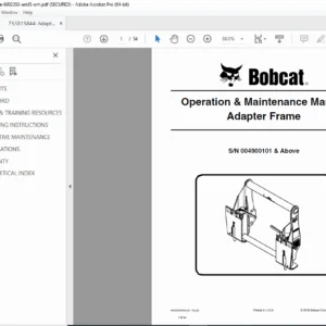 Bobcat 3-Point Adapter Frame O&M Manual PDF