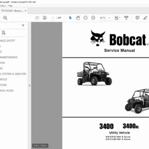 Bobcat 3400 3400XL Utility Vehicle Service Manual PDF